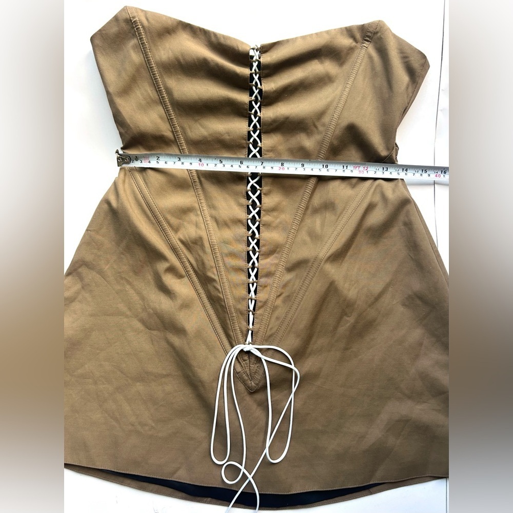 Huelleyrose SHAYLA DRESS Brown Strapless Mini Dress size large corset lace - Picture 9 of 15